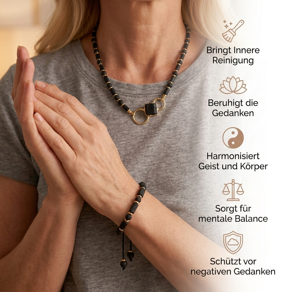 Turmalin Naturstein Set - Halskette & Armband