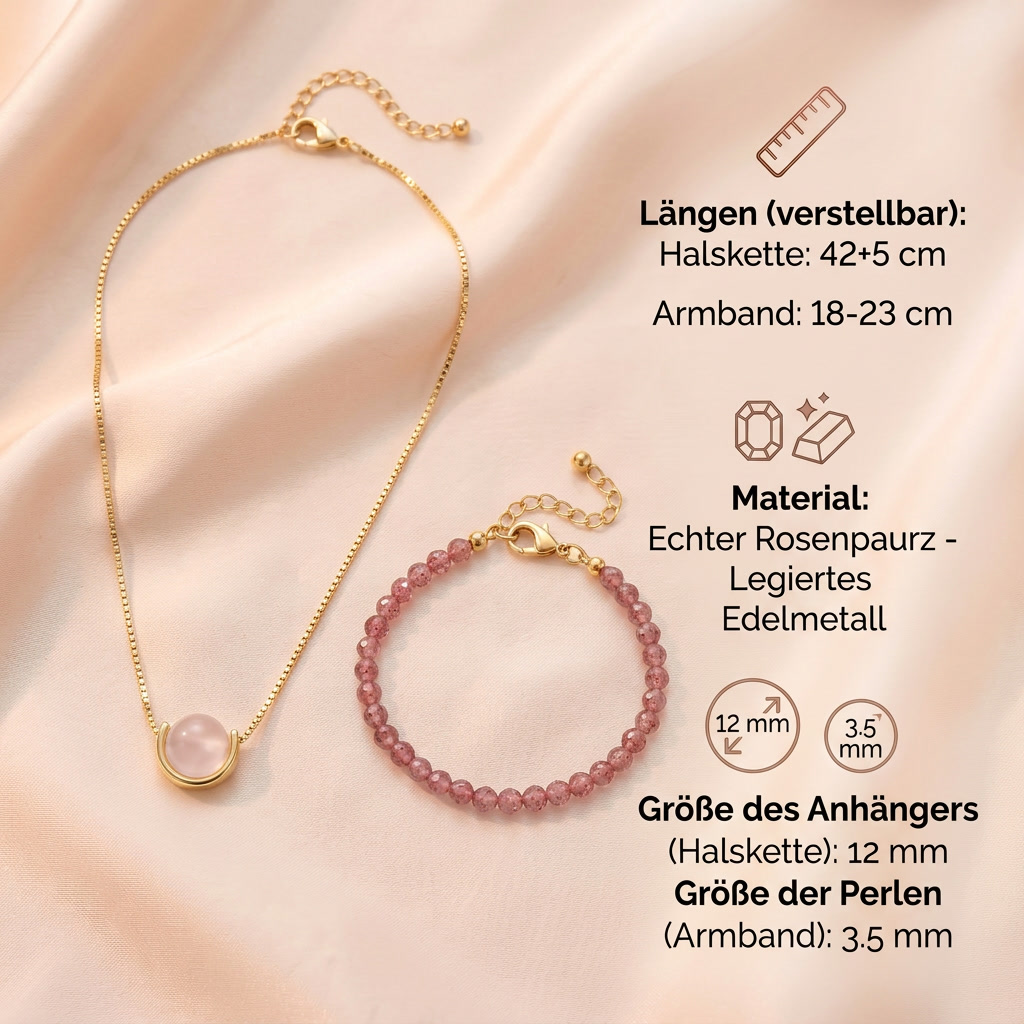 Rosenquarz Selbstliebe Set - Halskette & Armband