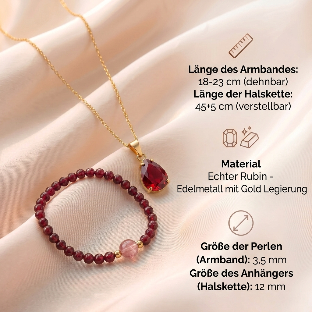 Rubin Vitalitäts Set - Halskette & Armband