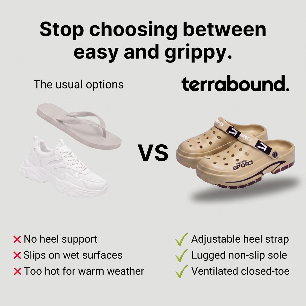 Herren Pantoletten mit verstellbarem Fersenriemen – rutschfeste, gedämpfte Sohle