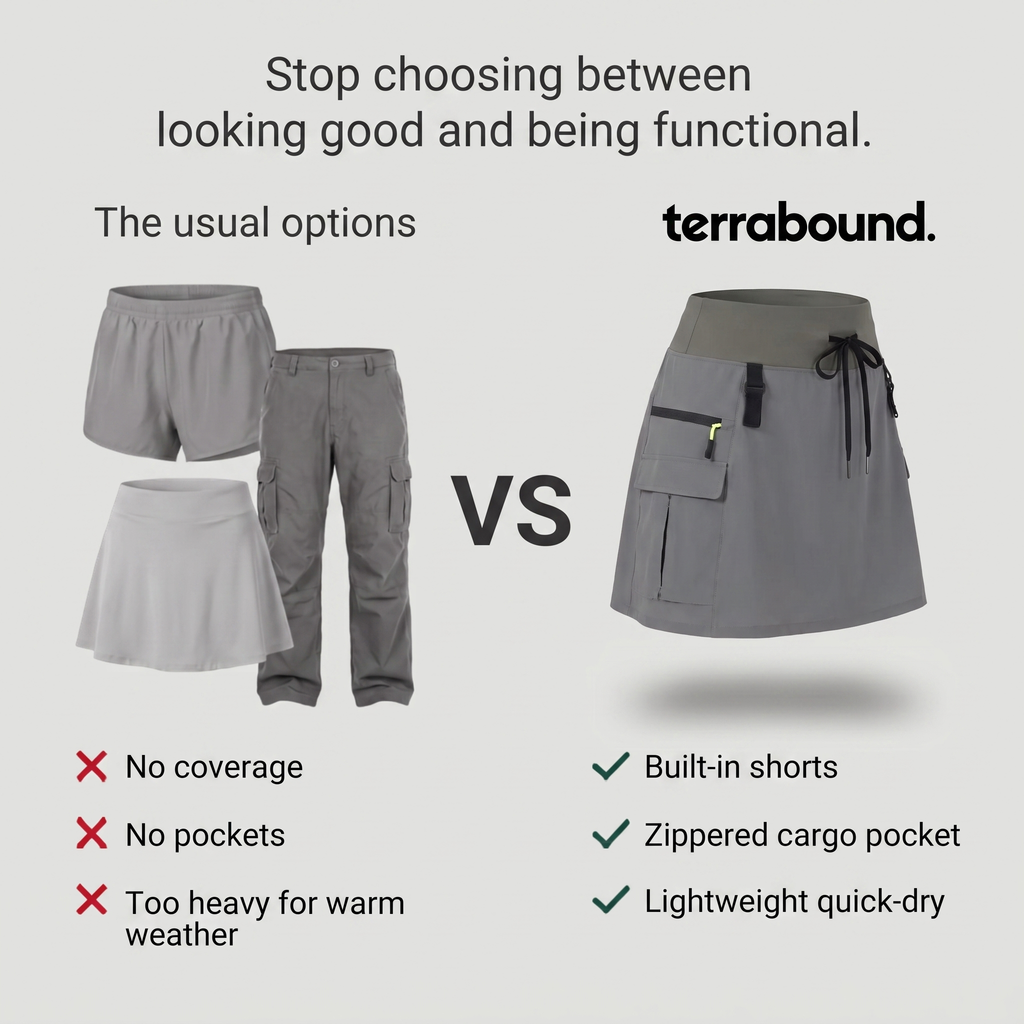 Damen Cargo-Skort mit Taschen – High-Waist, schnelltrocknend
