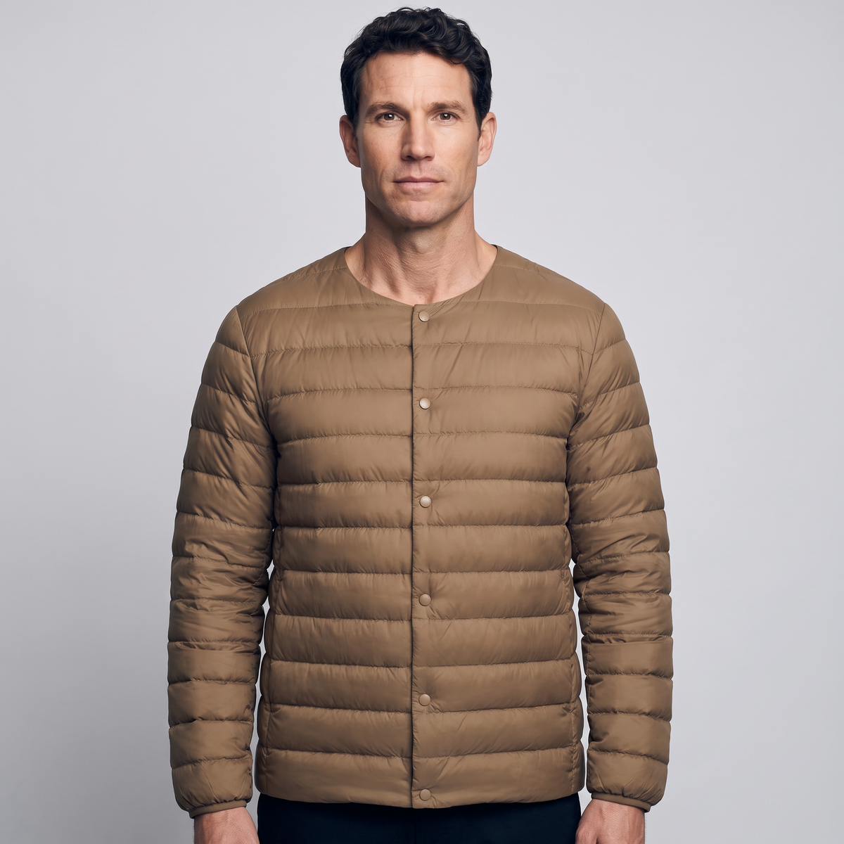 Herren Daunenjacke wandelbar – V-Ausschnitt, gesteppt, leicht