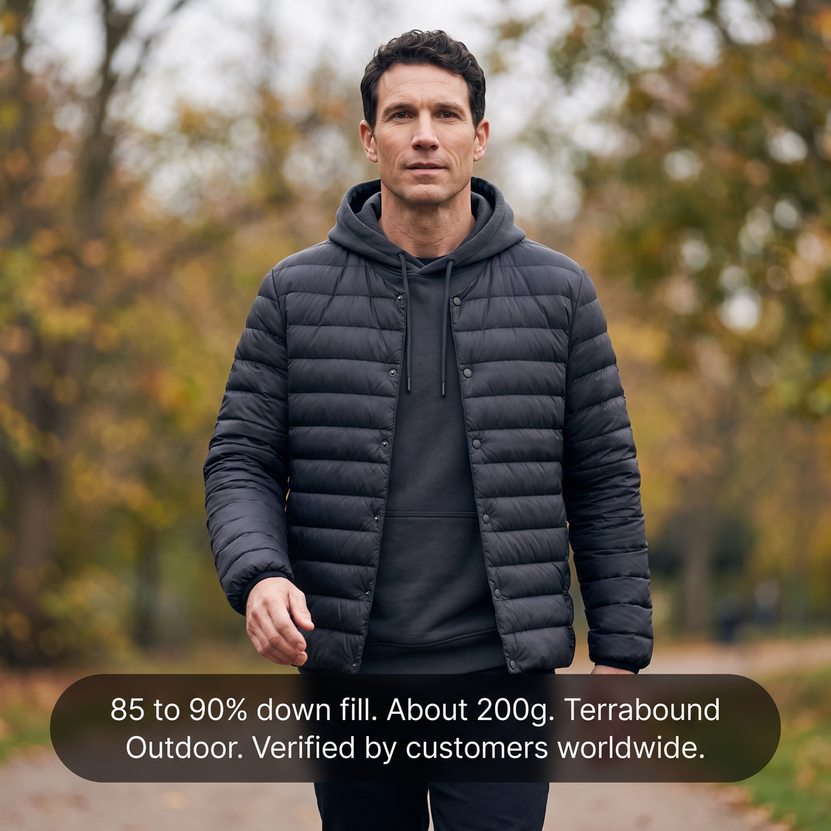 Herren Daunenjacke wandelbar – V-Ausschnitt, gesteppt, leicht