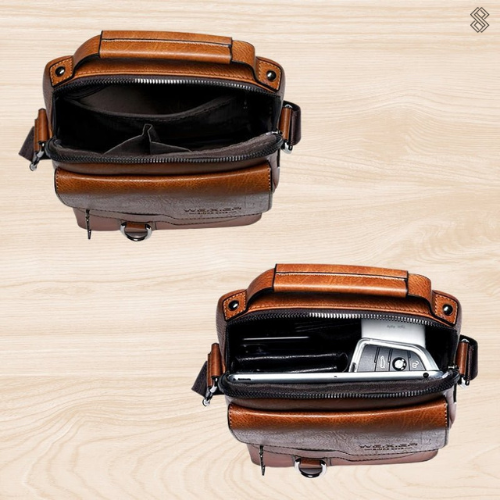 Damen Elegante Leder Schultertasche mit Reißverschluss & Verstellbarem Schulterriemen | Clinbands