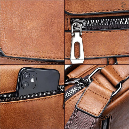 Damen Elegante Leder Schultertasche mit Reißverschluss & Verstellbarem Schulterriemen | Clinbands