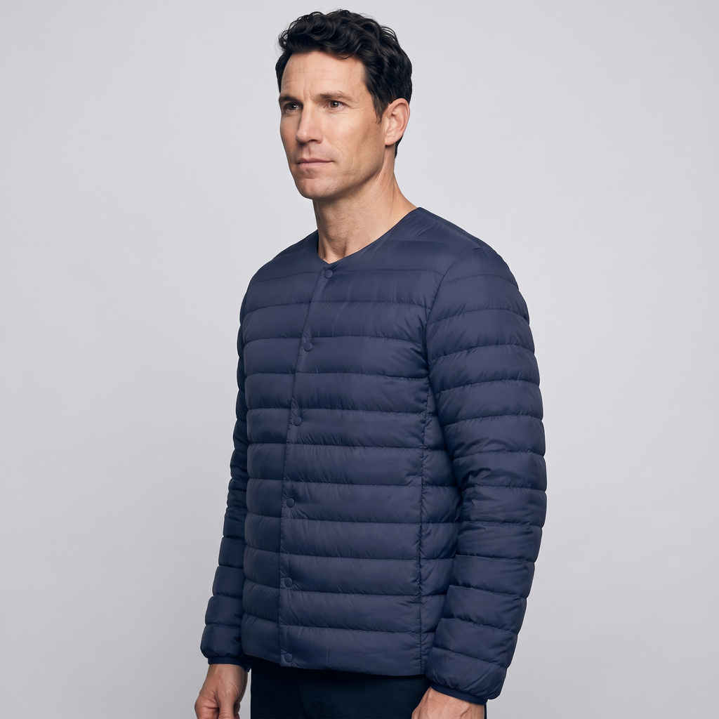 Herren Daunenjacke wandelbar – V-Ausschnitt, gesteppt, leicht