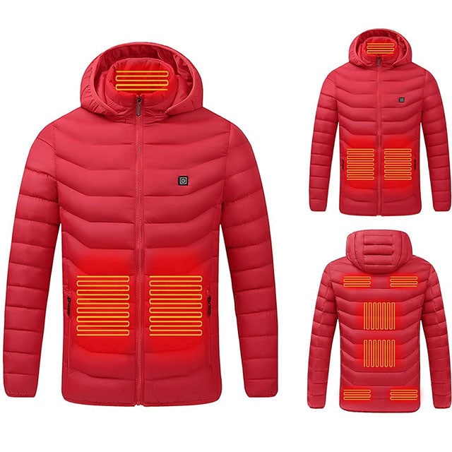 Beheizbare Steppjacke mit 9 Heizzonen und Kapuze