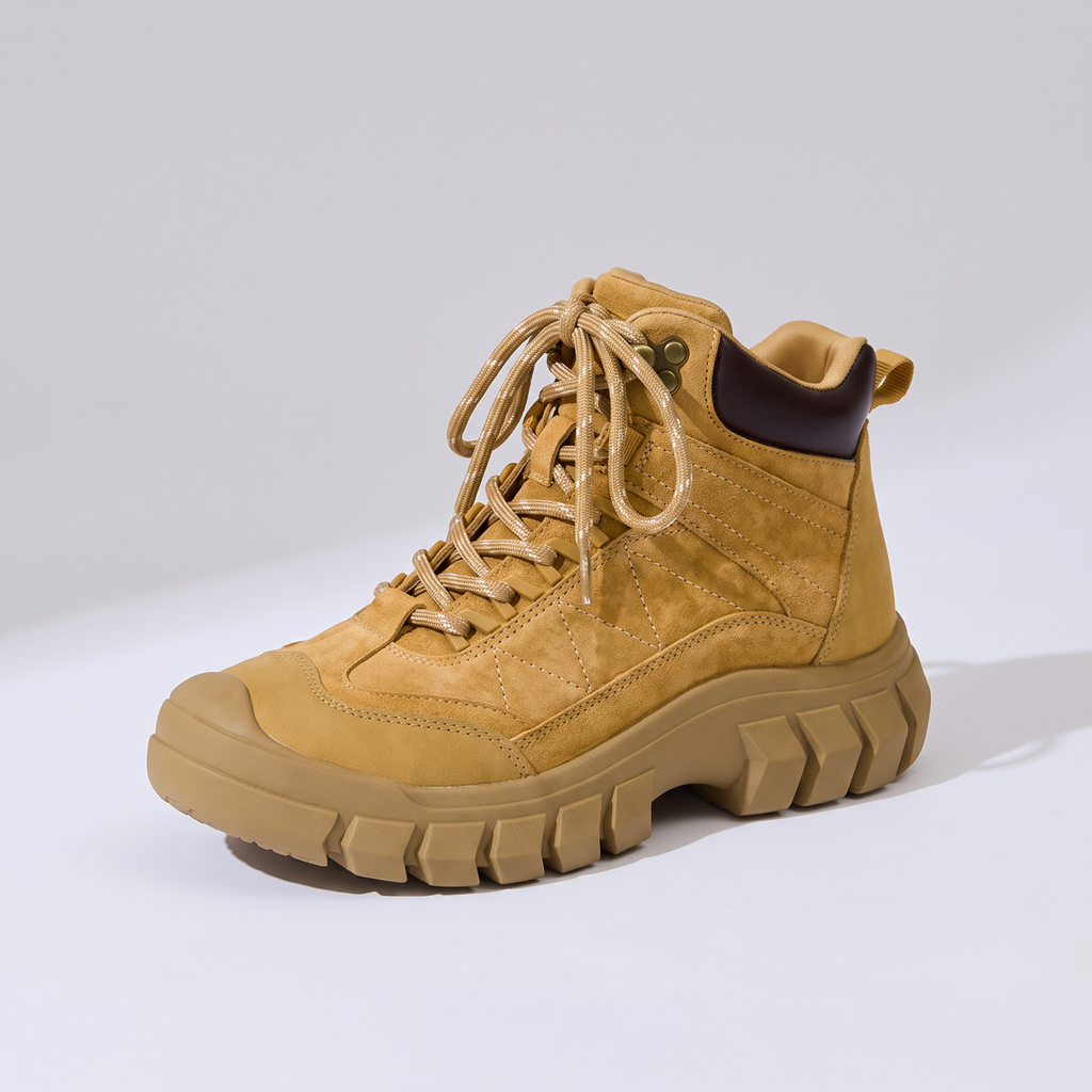 Damen Wanderstiefel – Wildleder-Knöchelstiefel mit klobiger Profilsohle