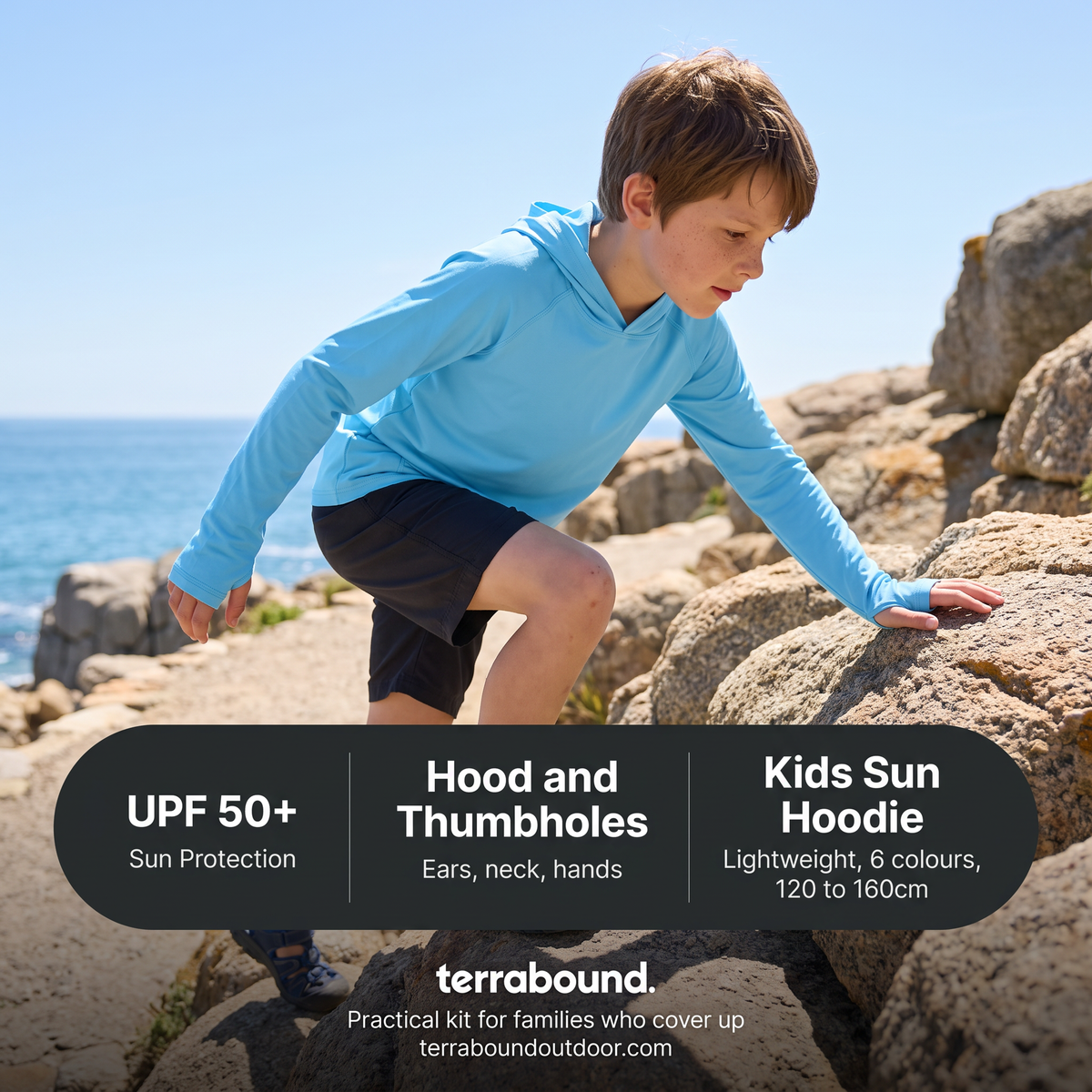 Kinder Sonnenhoodie UPF 50+ – langärmliges UV-Oberteil