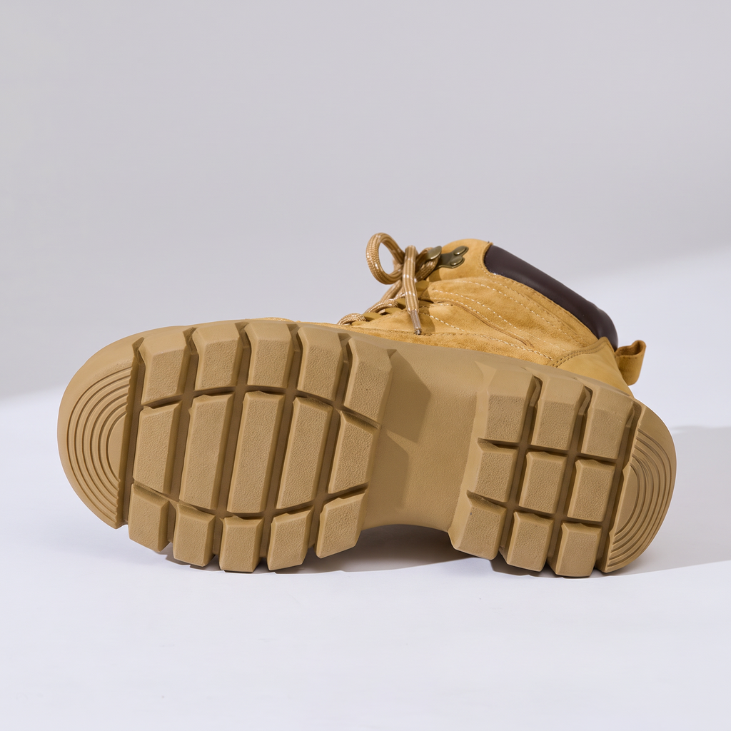 Damen Wanderstiefel – Wildleder-Knöchelstiefel mit klobiger Profilsohle