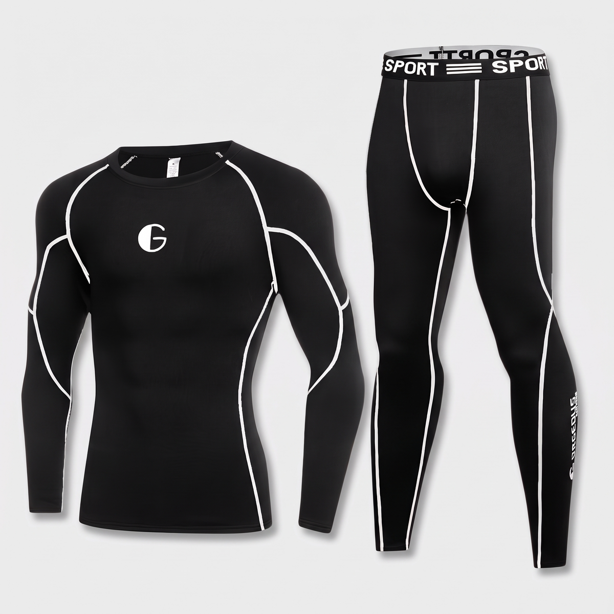 Herren Basislayer-Set – Fleece-gefüttertes Thermo-Oberteil und Tights