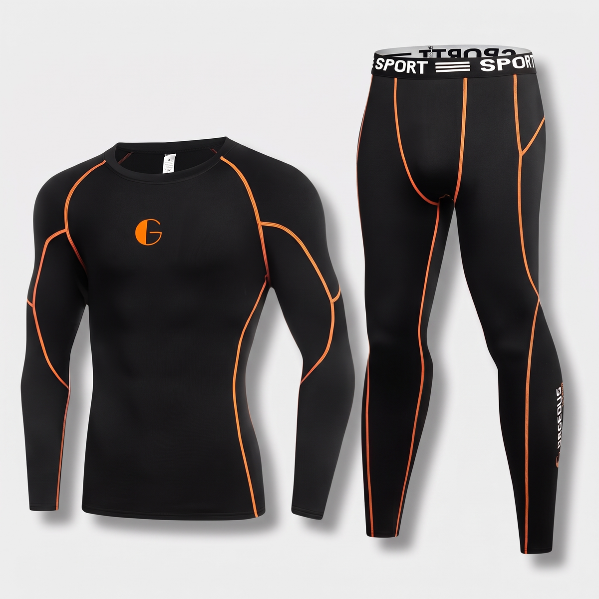Herren Basislayer-Set – Fleece-gefüttertes Thermo-Oberteil und Tights
