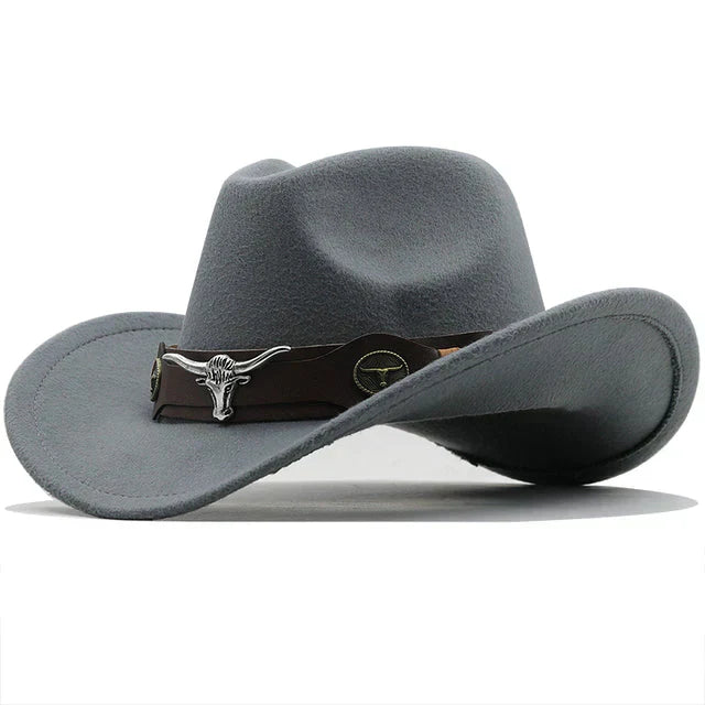 Clinbands - Western-Stil Filzhut mit Stier-Schnallenband