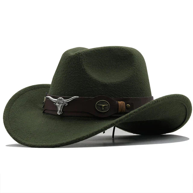 Clinbands - Western-Stil Filzhut mit Stier-Schnallenband