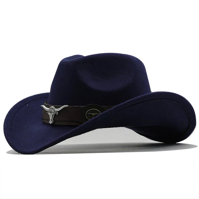Clinbands - Western-Stil Filzhut mit Stier-Schnallenband
