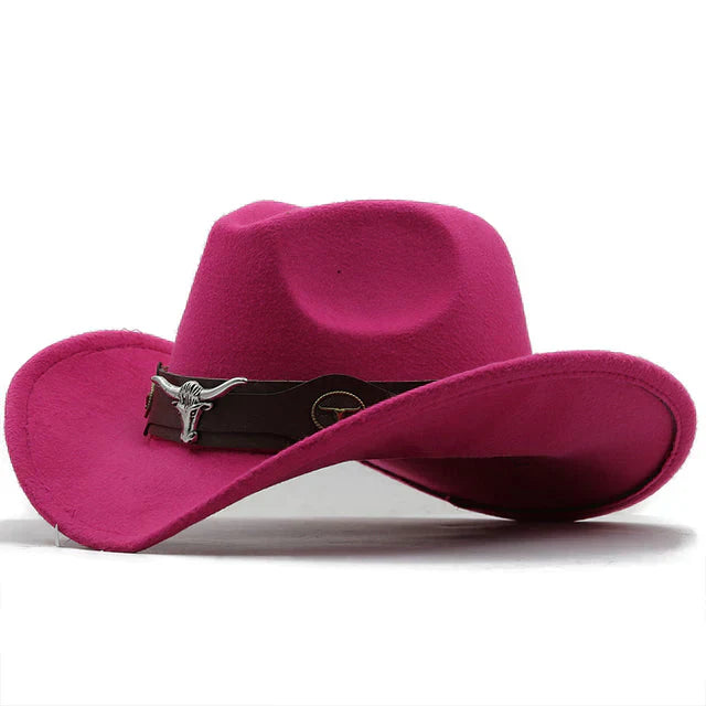 Clinbands - Western-Stil Filzhut mit Stier-Schnallenband