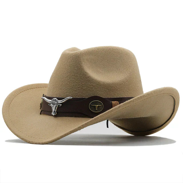 Clinbands - Western-Stil Filzhut mit Stier-Schnallenband