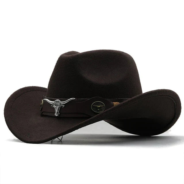 Clinbands - Western-Stil Filzhut mit Stier-Schnallenband