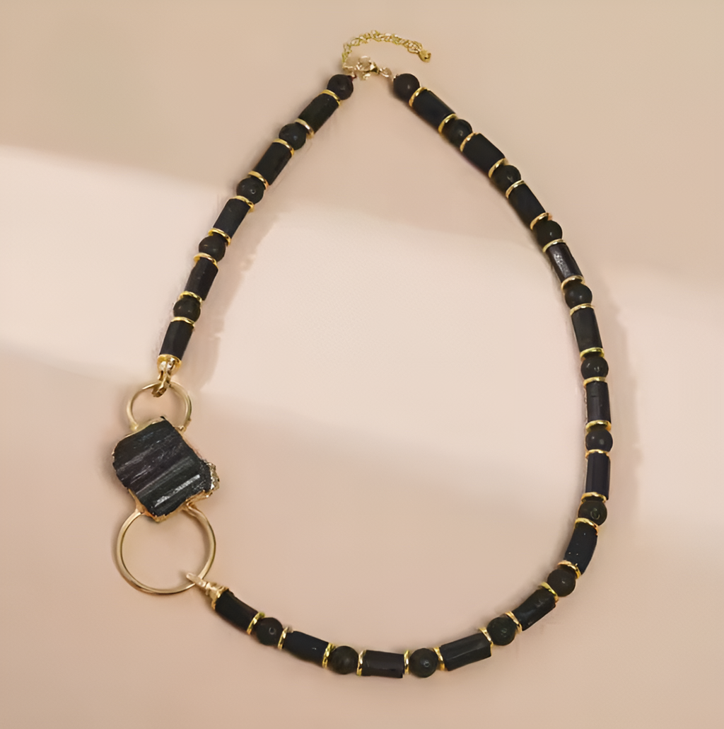 Turmalin Naturstein Set - Halskette & Armband